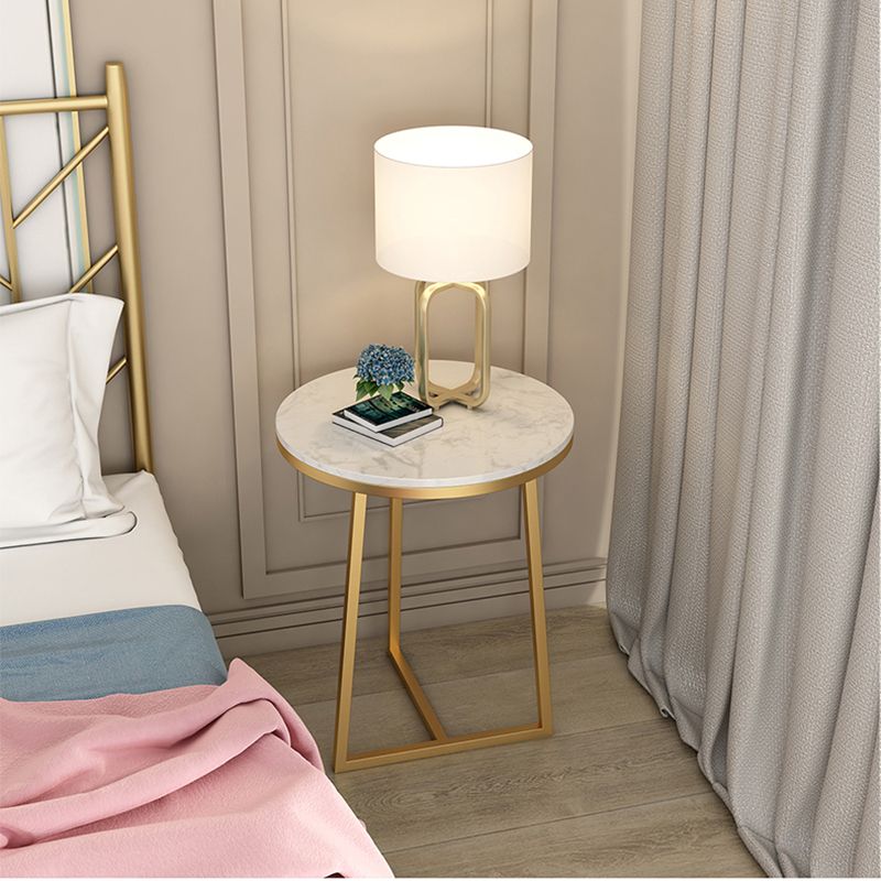 Modern Style Marble Top and Iron Work Black/gold Base Side Table