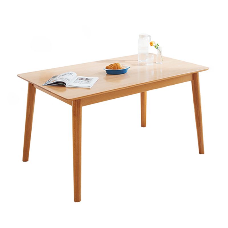Rectangle Solid Wood Dining Table Modern Beech Wood Table in Nature with 4 Legs