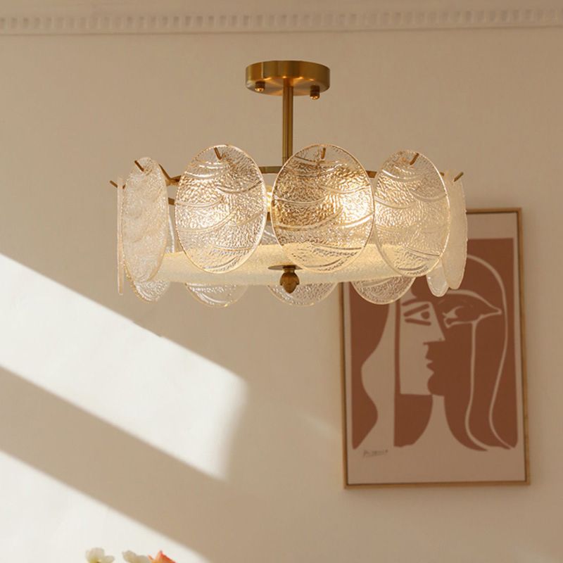 Contemporary Ceiling Lamp Round-shaped Glass Flush Mount Light Fixture