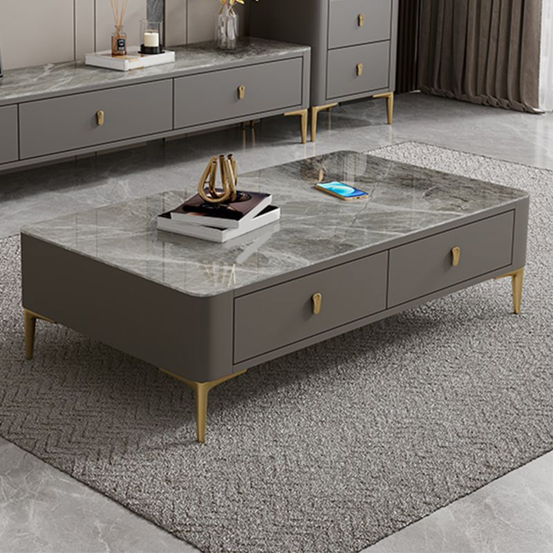 47.2" W x 25.6" D x 16.14" H Stone Coffee Table 4 Legs Cocktail Table