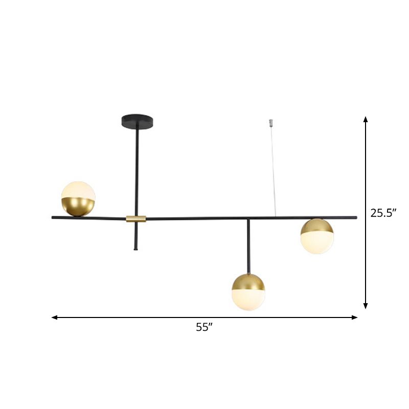 1/3-Tier Hanging Chandelier Postmodern Cream Ball Glass 3/9 Bulbs Black and Gold Ceiling Suspension Lamp
