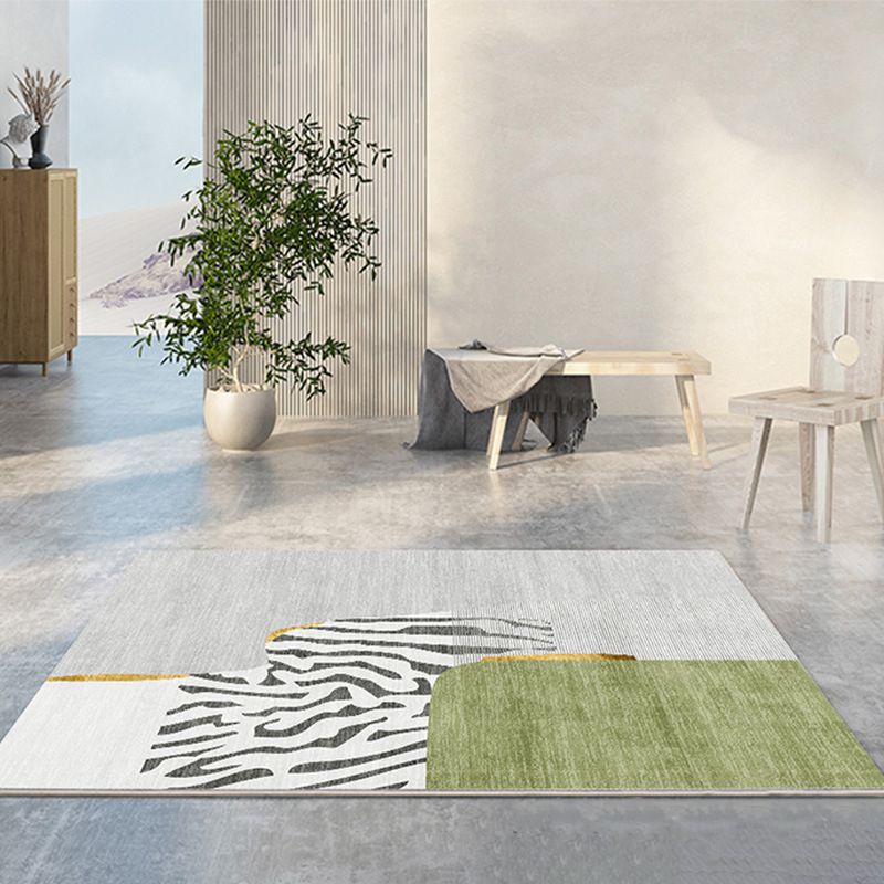 Green Modern Rug Polyester Color Piece Rug Washable Area Rug for Living Room
