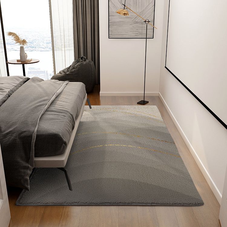 Grey Modern Carpet Geometric Pattern Polyester Area Rug Non-Slip Backing Rug for Bedroom