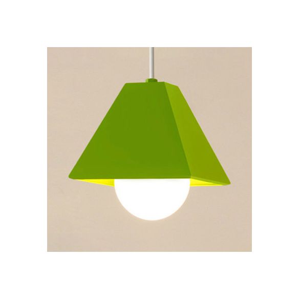 Accesorio de techo de sombra de pirámide naranja/verde Metálico 1 Bulbo de dormitorio Bulbo Iluminación colgante