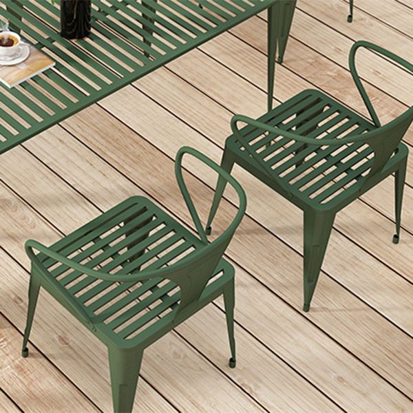 Modern Metal Dining Set 1/5/7 Pieces Rectangular Dining Table Set for Outdoor