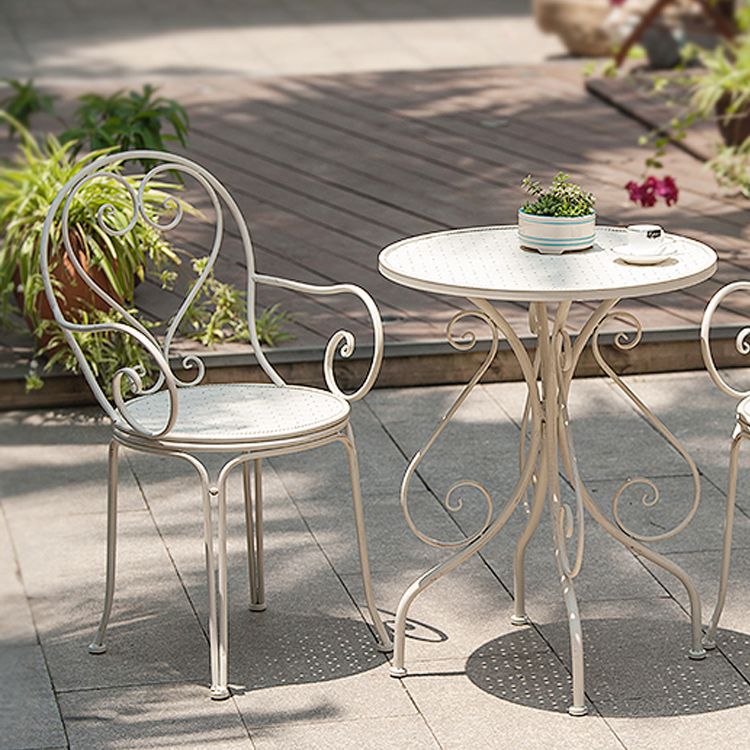 Contemporary Open Back Patio Arm Chair in Iron Frame Set of 2