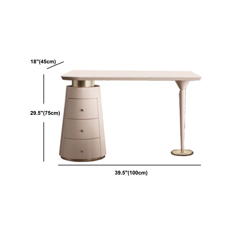 3 Drawers White Makeup Vanity Dressing Table Stool Set, 17.71" W x 29.52" H