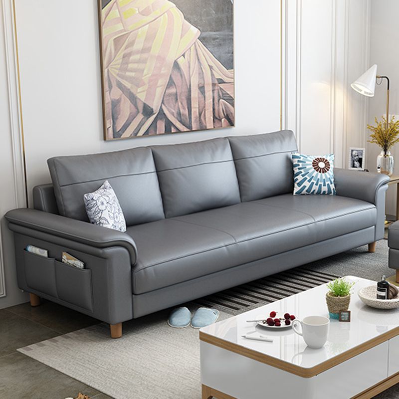 Stain Resistant Faux Leather Sofa Couch Pillow Top Arm Settee Couch with Pillows