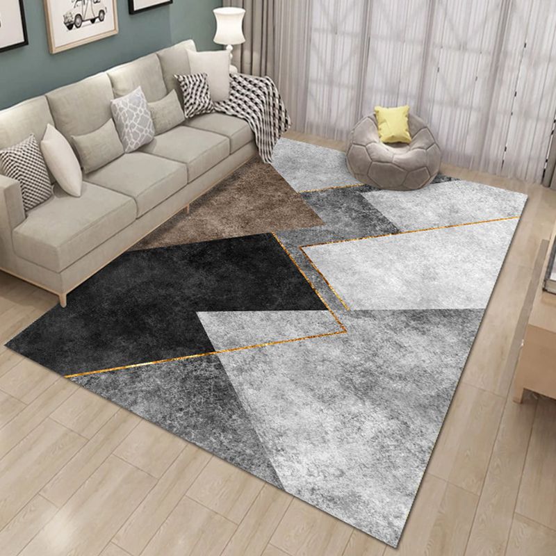 Geometric Indoor Rug Washable Modern Area Rug Polyester Stain Resistant Carpet for Living Room