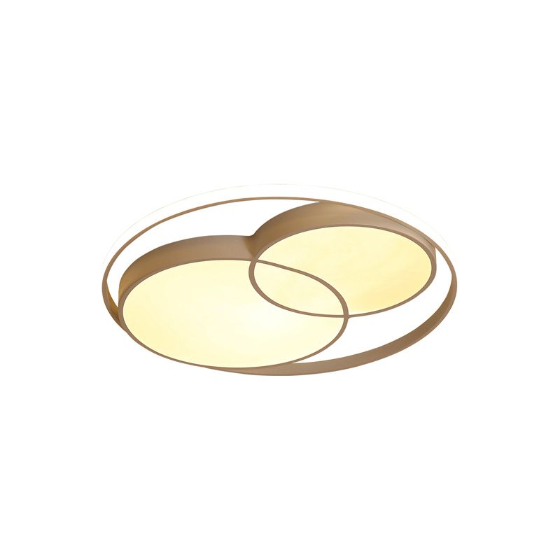 2 Crossed Circle Ceiling Flush Mount Modern Metal Black/White Integrated LED Bedroom Flush Mount Lighting in Warm/White