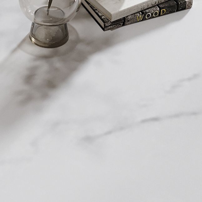 Table à manger ovale contemporaine Table à manger en pierre fritrée avec 4 jambes en métal pour salle à manger