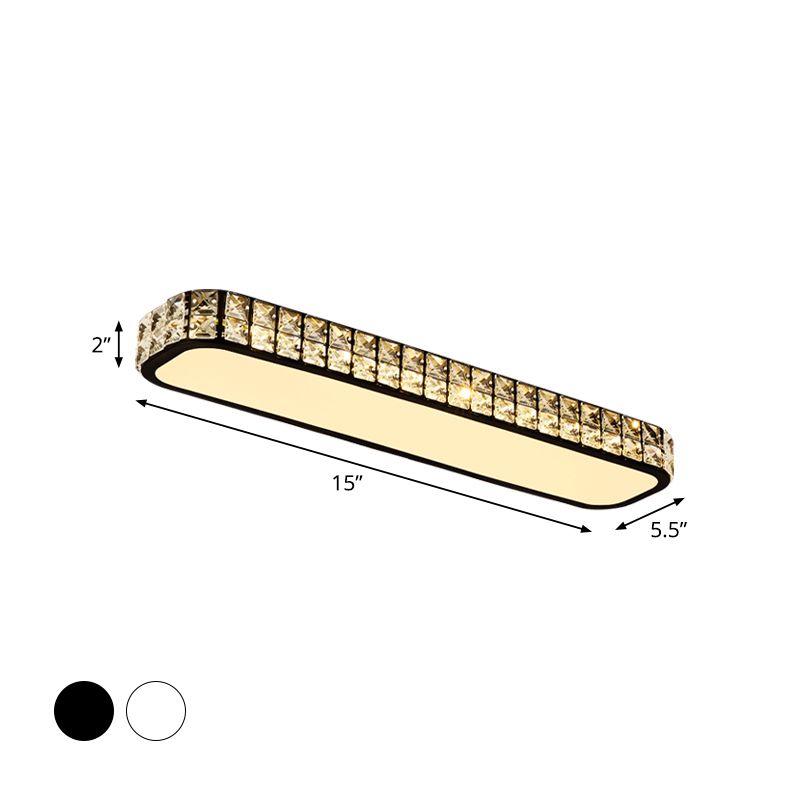 Cristal-Enflé Oblong Ceiling Flush Minimaliste Hallway 15 "/19" /23 " Long LED Flush Mounted Lamp in Black / White