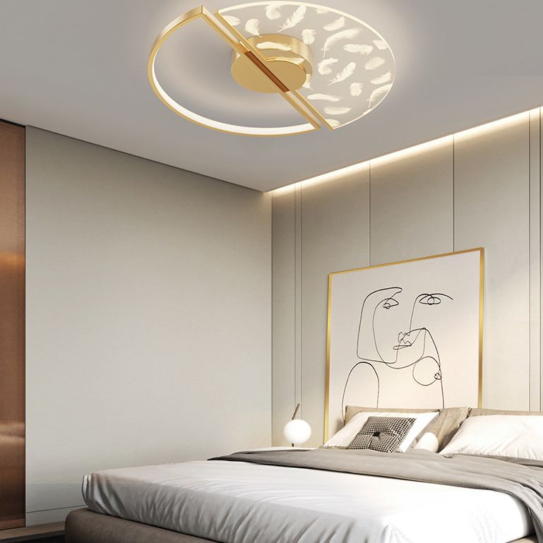 Aluminium Feather LED Flush Mount in Modern Creative Style Iron Ceiling Light with Acrylic Shade