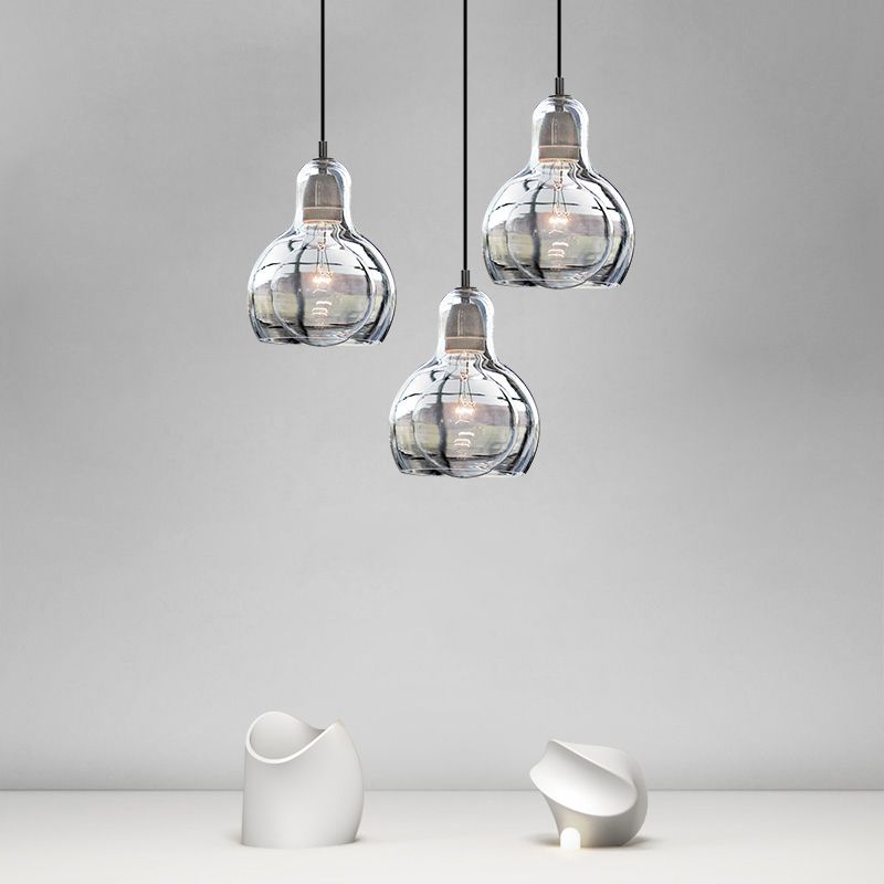 Modern Creative Geometric Pendant Light Wrought Iron Indoor Hanging Lamp with Glass Shade