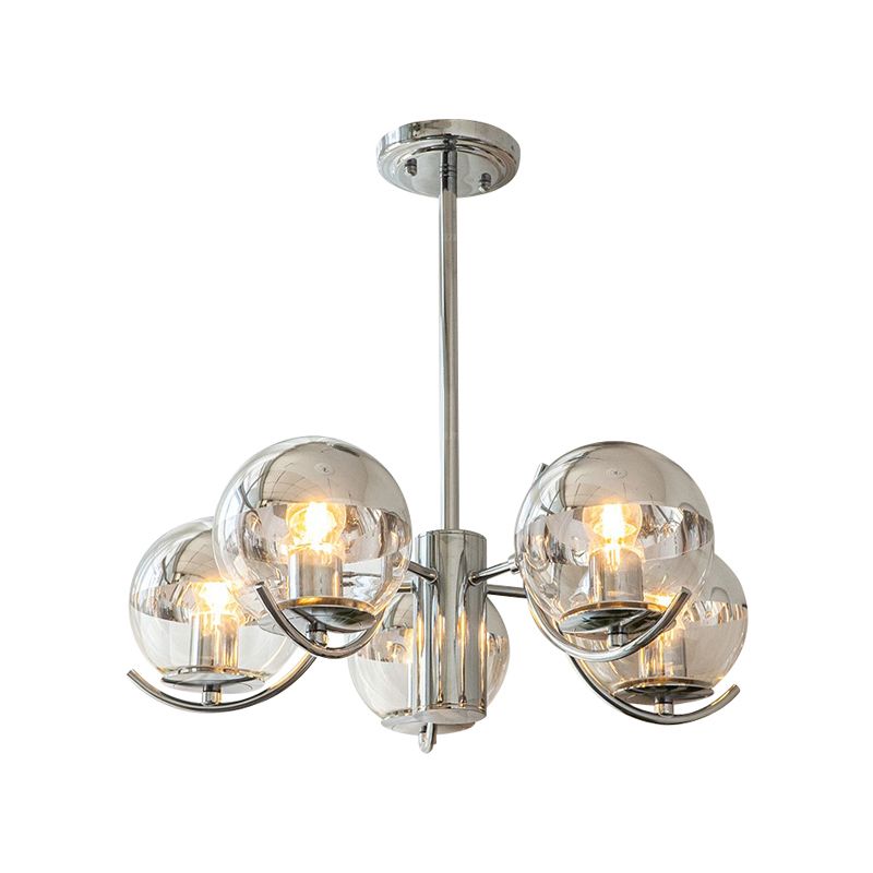 Modern Globe Chandelier Multi Light Hanging Light with Clear Glass for Bedroom
