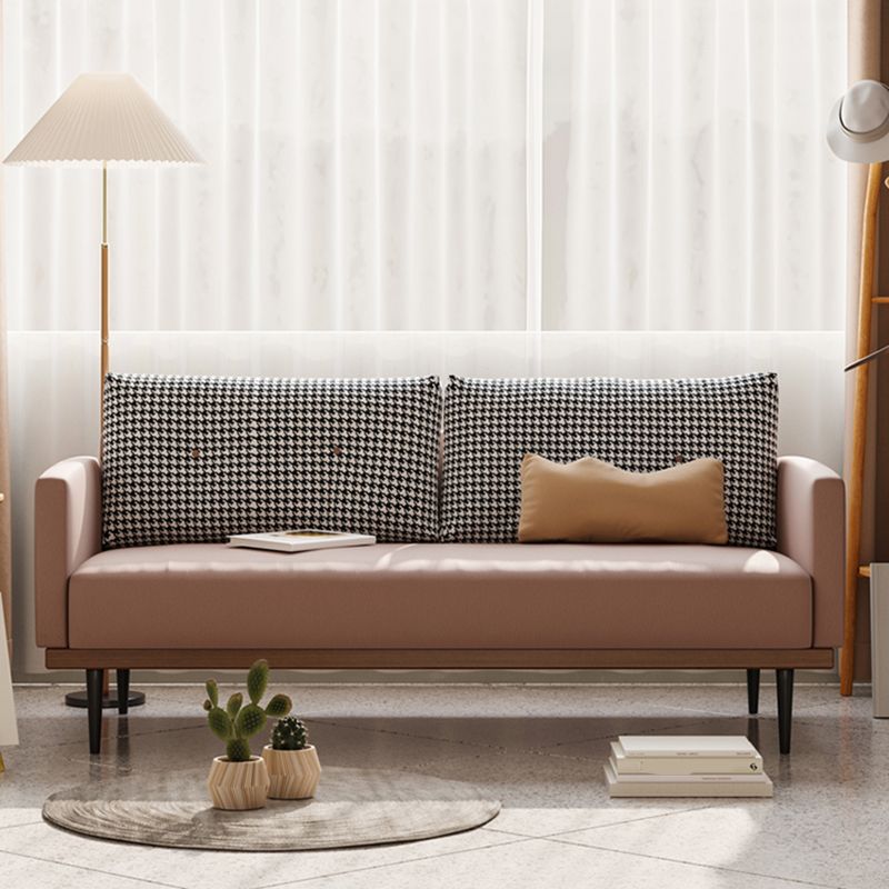 Square Arm Sofa Sofa 31.5" D x 29.53" H Faux Leather/Linen Sofa