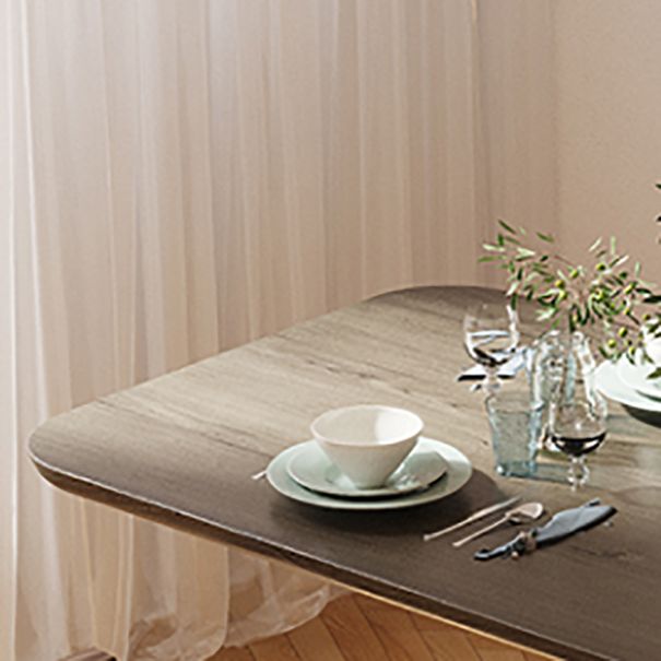 Mesa de comedor de madera maciza en color marrón para mesa moderna de restaurante con base de madera