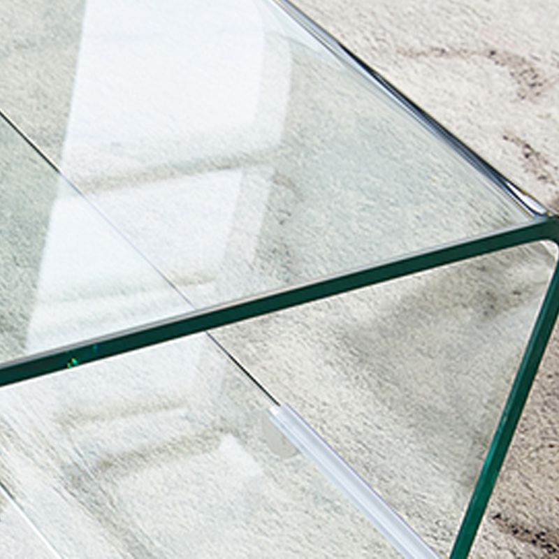 Modern 2-Tier Glass Coffee Table in Clear Sled 1 Single Cocktail Table