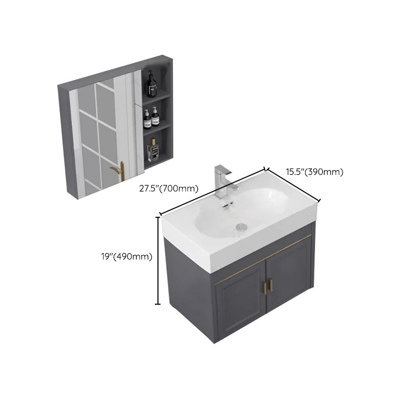 Modern Single Bath Vanity Wall Mount Ceramic Top Bathroom Vanity