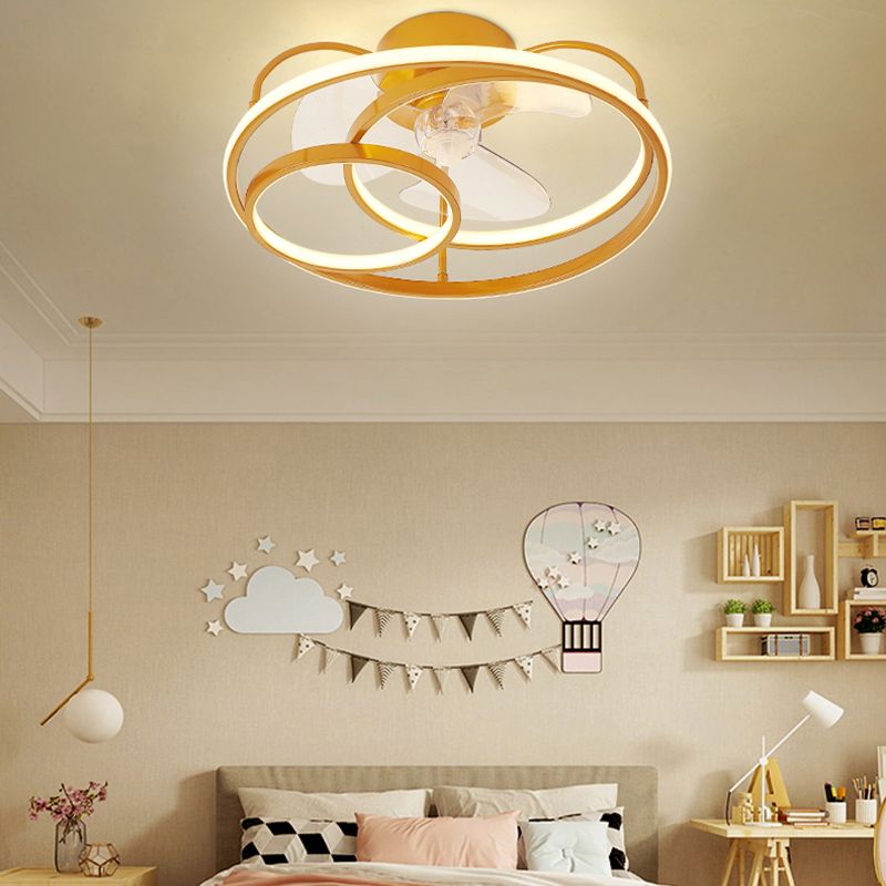 Minimalistische Halo -Ring -Form -Lüfterbeleuchtung Metall Schlafzimmer Halbblöcke Deckenleuchte