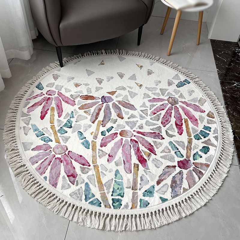 Chapeau de salon chic Plant de plante Polyester Area Tapis Fringe Fringe Tache Resistant Area Tapis