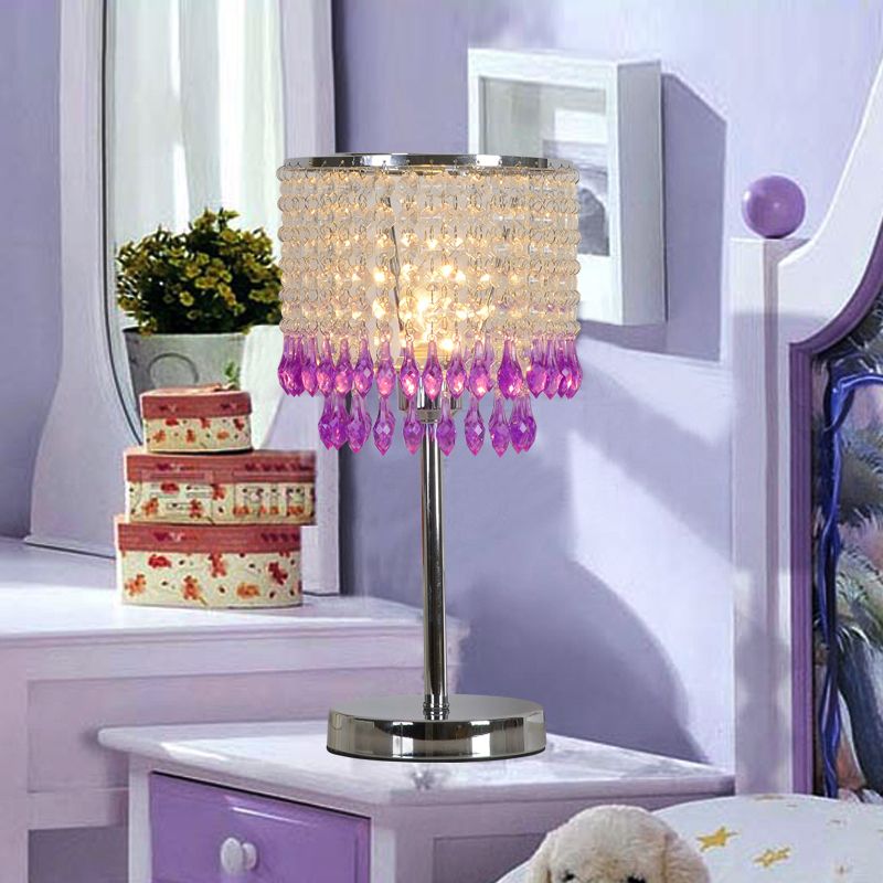 Crystal perled rouge / rose / violet lampe 2 niveaux Pichet à pain de nuit moderniste simple
