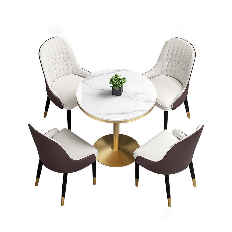 Modern Sintered Stone White Dining Room Set with Round Table Formal Dining Table Furniture