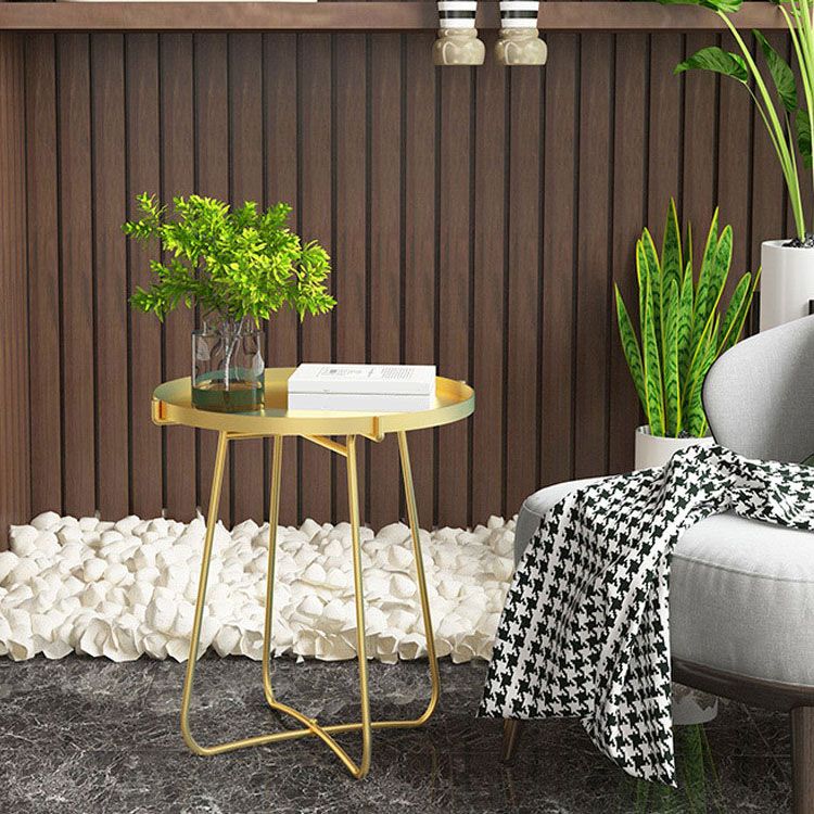 Round Tray Top Side Table 17.7" /21.6" Tall Iron Cross Legs End Table