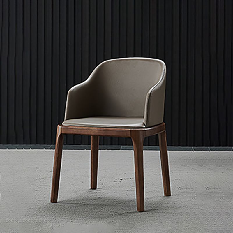 Industrial Solid Wood Dining Chair Faux Leather Side Chair with Upholstered