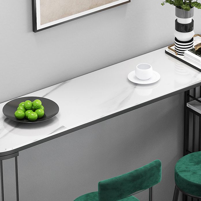 Modern Metal and Stone Bar Table Free Form Bar Table with Storage Base