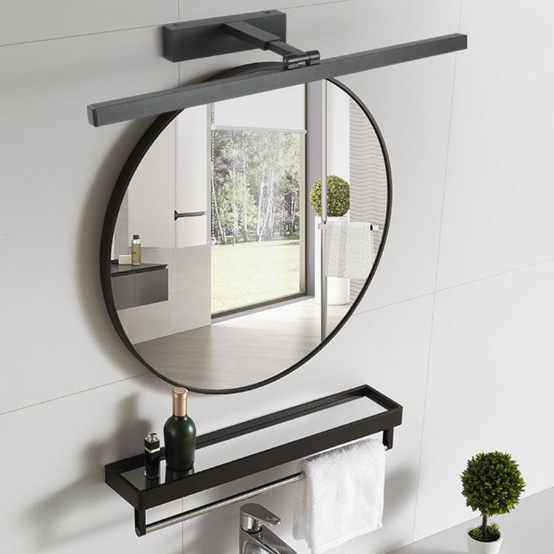 Metal Linear Wall Sconce Modern Style 1-Light Swing Arm Mirror Wall Light Fixture in Black