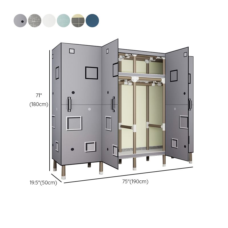 Foldable Freestanding Wardrobe Metal Frame Multifunctional Wardrobe for Bedroom