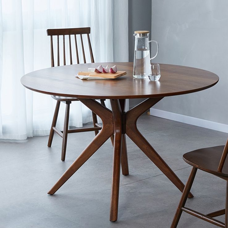 Mesa de comedor redonda contemporánea mesa de pedestal de madera maciza para mesa de cocina del comedor