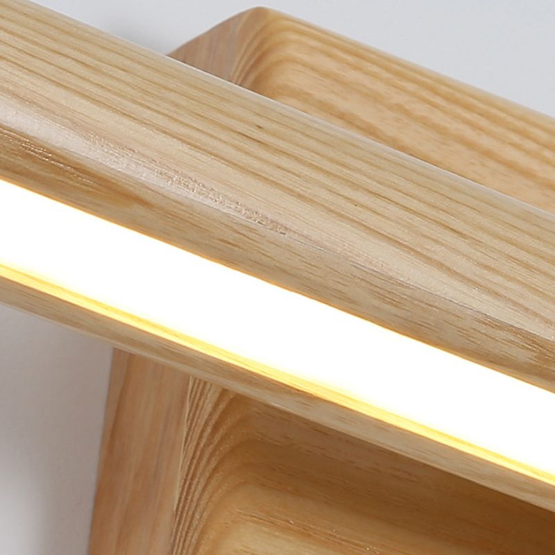 Wood Linear Wall Sconce Modern 1 Light Mirror Wall Mount Light Fixture