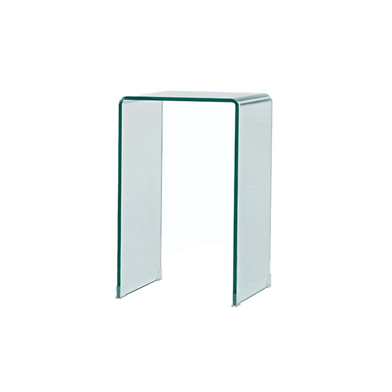Modern Glass Sled Side End Table Minimalist Square Corner Table