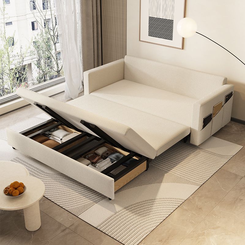 31" Wide Scandinavian Sleeper Sofa Futon Beige Foldable Sleeper Sofa