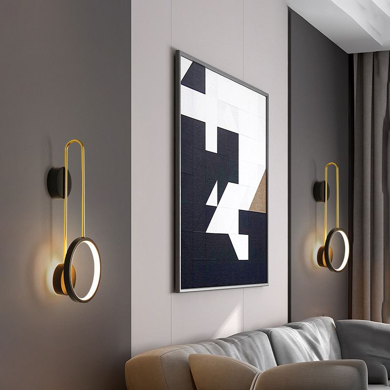 Metal Round Wall Mounted Lamps Modern Style 1 Light Wall Lighting Fixtures