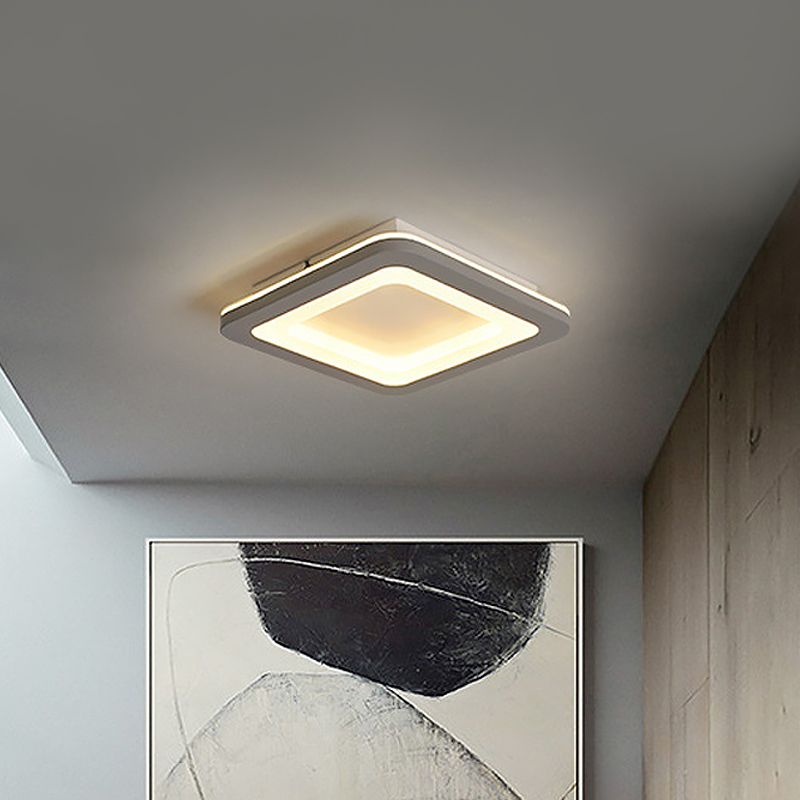 Nordic Integrated LED Flush Light Grey Flower/Square/Pentagon Small Ceiling Mount Light with Acrylic Shade in Warm/White Light
