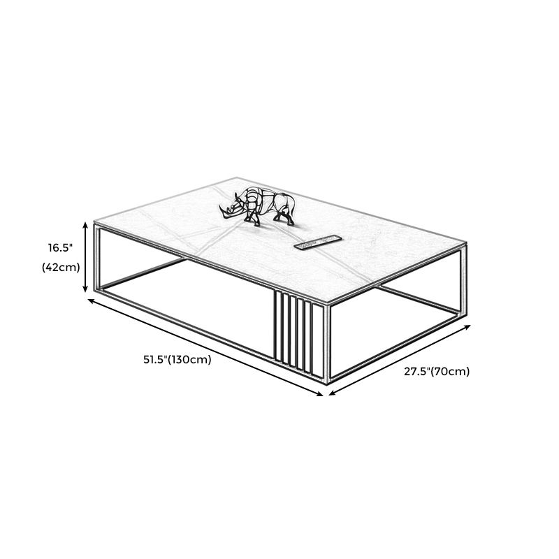 Square/Rectangle Slate Frame 1 Coffee Table Modern Grey and Black Table