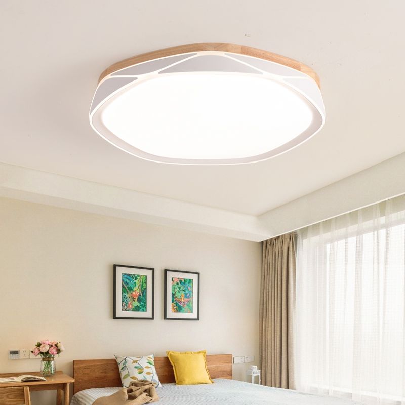 Plafonnier encastré en bois de forme géométrique, éclairage encastré moderne à 1 lumière en marron