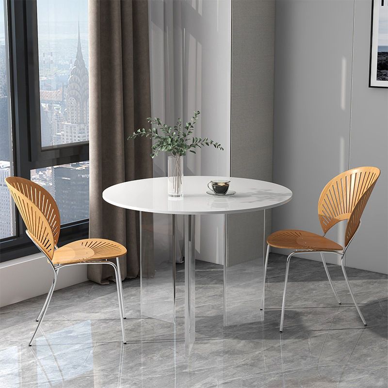 Round Dining Table Set 1/2/5 Pcs Acrylic Base Table with Chairs