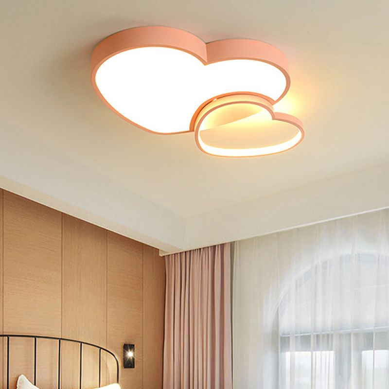 Modern Style liebevoll Herz Flush Licht Armatur Acryl 13 "/16.5" W LED Kinder Zimmer Flushmount Lampe in Pink/Weiß
