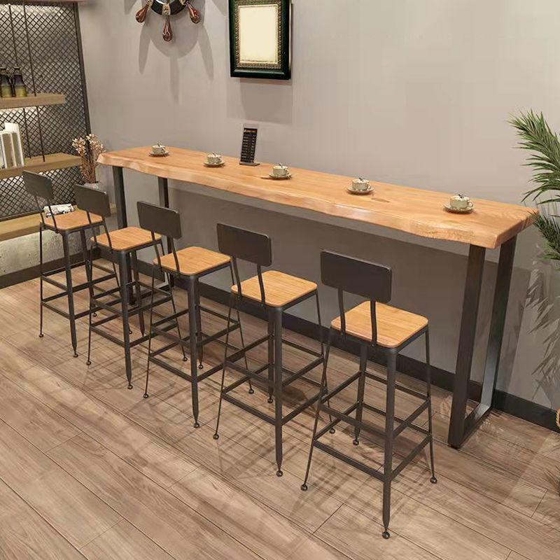 Modern Style Wood Bar Table Brown Rectangle Bar Table for Kitchen