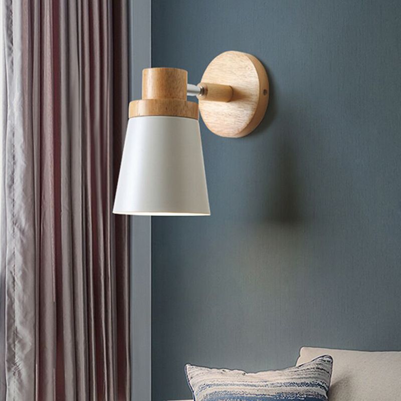 Modern Style Geometric Wall Sconces Wood 1 Light Wall Mount Light Fixture
