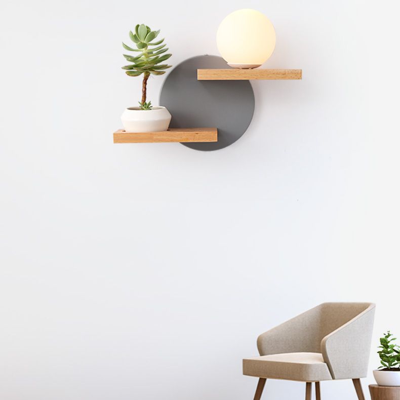 Ronde schaduw van 1 licht zonder planten Wand SCONCE Moderne eenvoudige stijl glazen wandverlichting