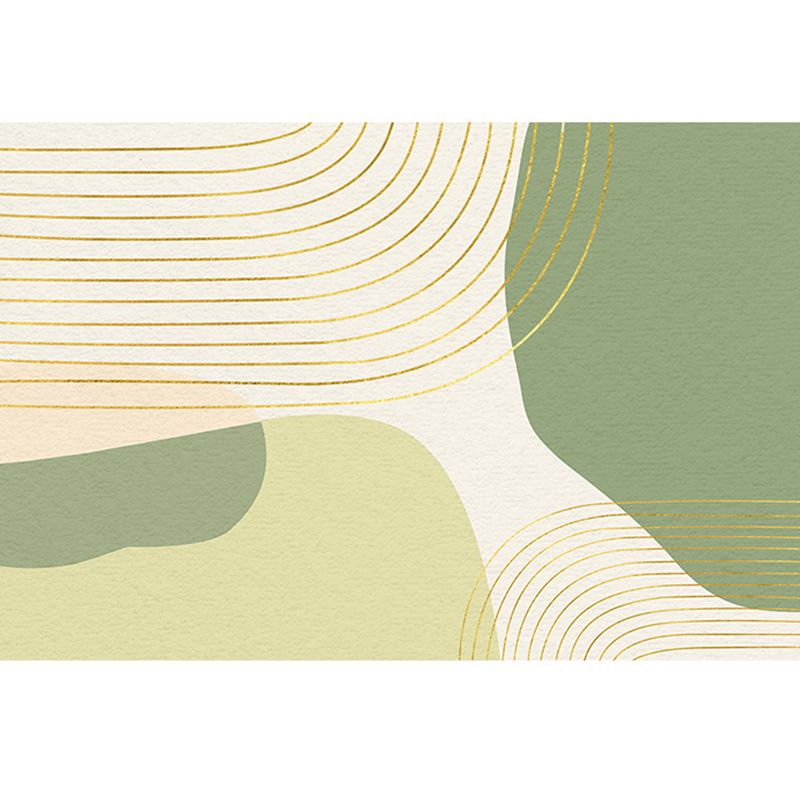 Green Modern Area Rug Color Block Polyester Rug Non-Slip Backinng Carpet for Living Room