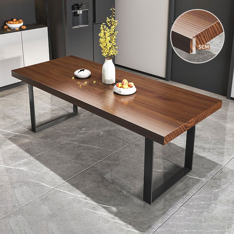 Minimalist Style Solid Wood Dining Room Set with 2 Black Metallic Legs for Kitchen Furniture