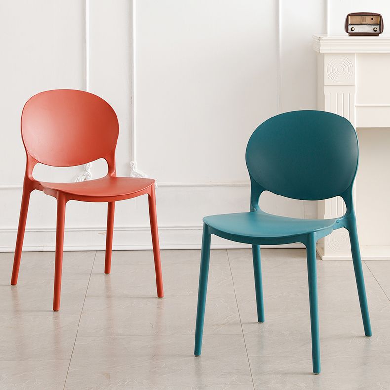 Plastic stapelbare armloze eetkamerstoelen open stoel met de achterkant (set van 4)