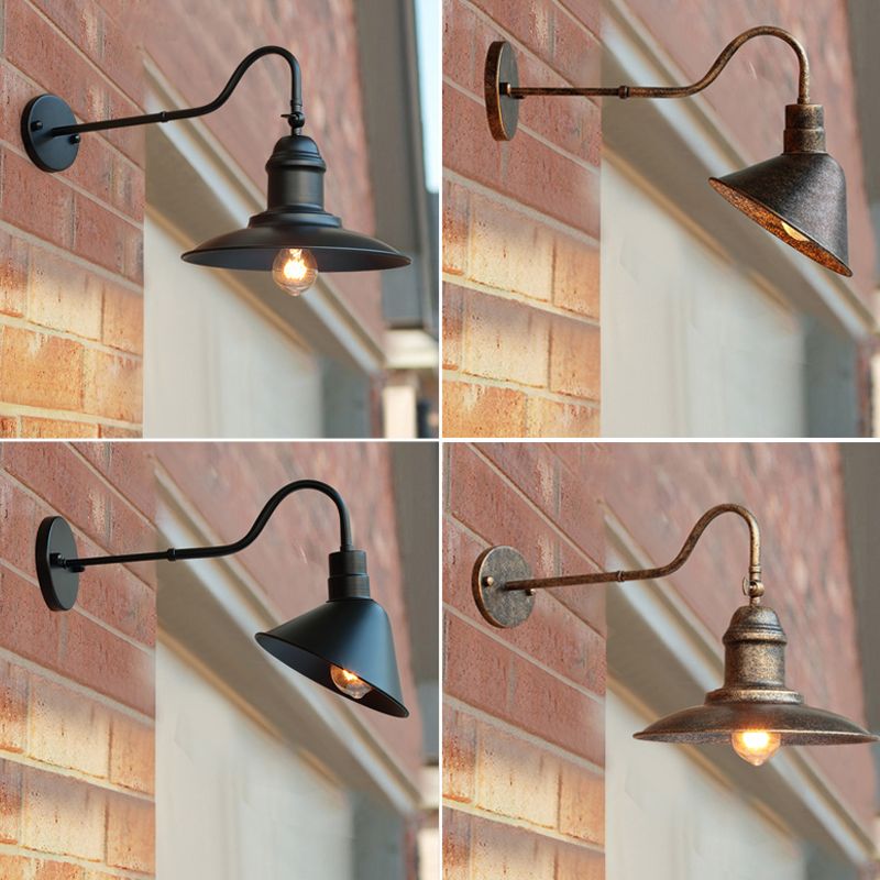 Lumo da parete in metallo sfumatura a parete industriale a parete singola lampada montata