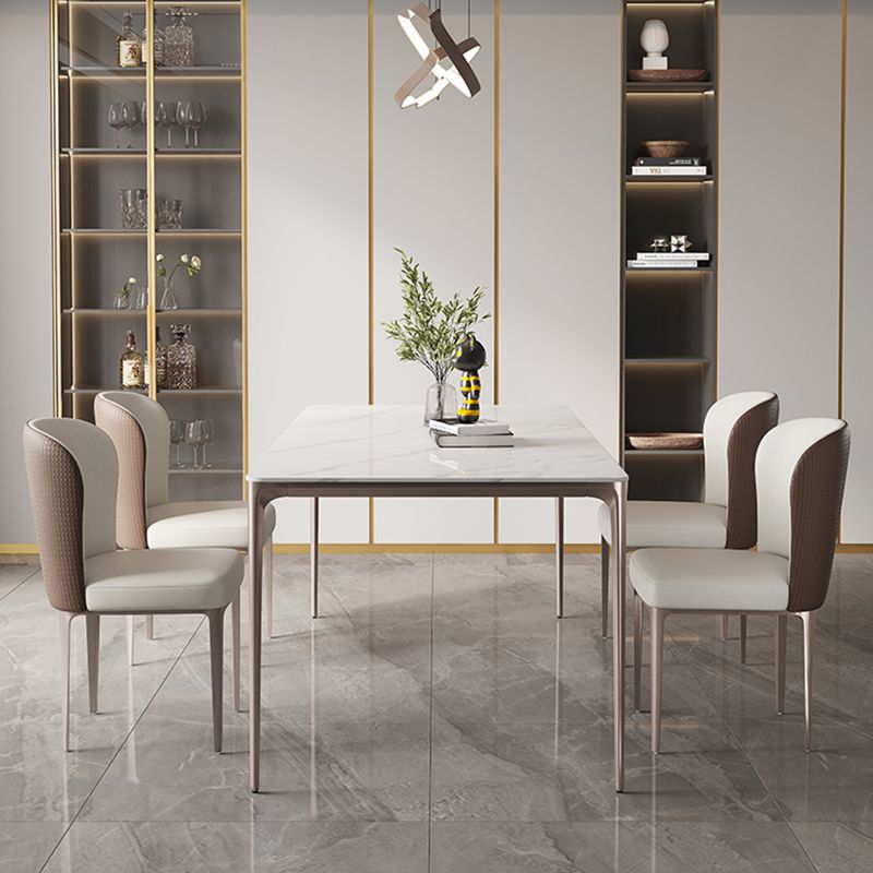 Modern Rectangle Dining Table Sintered Stone Table with 4 Legs